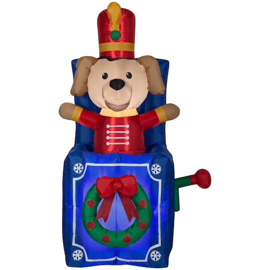5ft. Animated Airblown® Inflatable Christmas Toy Soldier Dog in Pop-Up Box